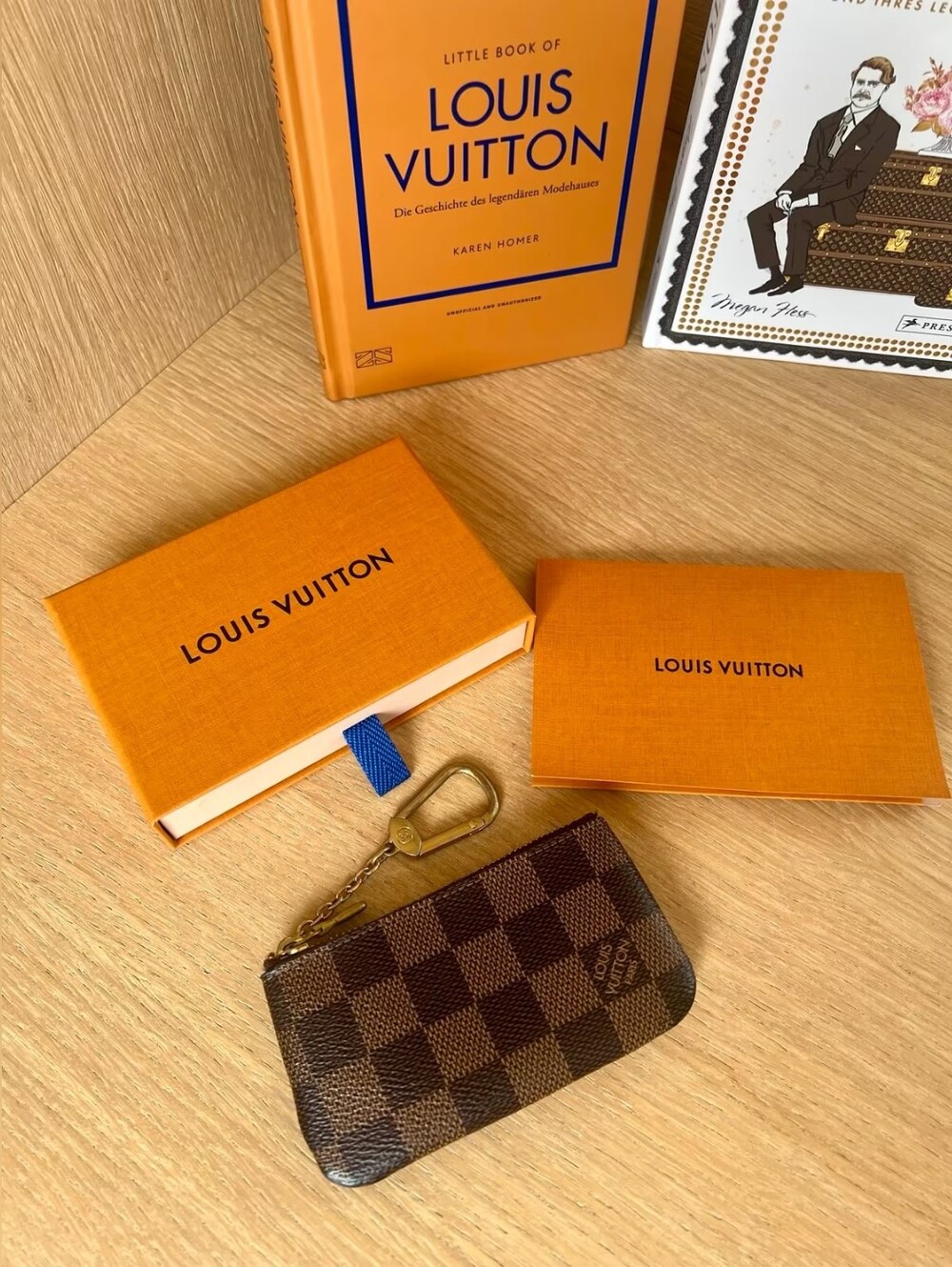 Louis Vuitton Brown Damier Ebene Key Pouch with Gold Hardware